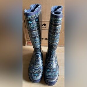 Sakroots Blue Patterned Winter Rain Boots